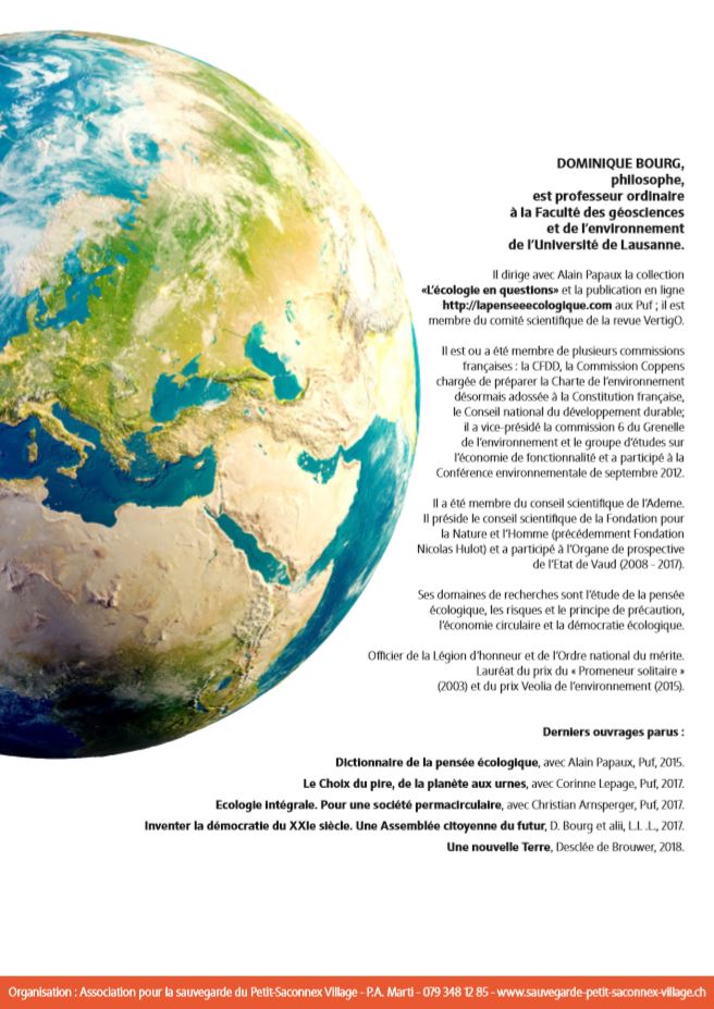 Verso - affiche Conférence Dominique Bourg